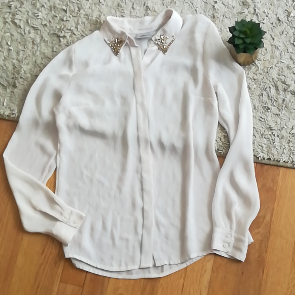 Worthington White Embellished Blouse